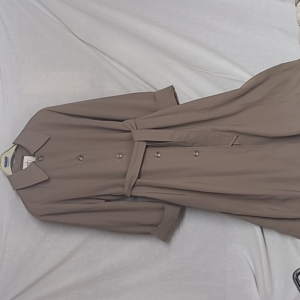 Vintage Misty Harbor Lightweight Lined Belted Trench Coat Khaki Tan Sz L